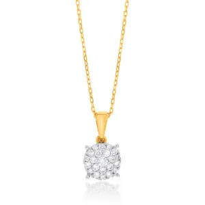 Luminesce Lab Grown Diamond 1/4 Carat Cluster Pendant in 9ct Yellow Gold With Chain Shiels