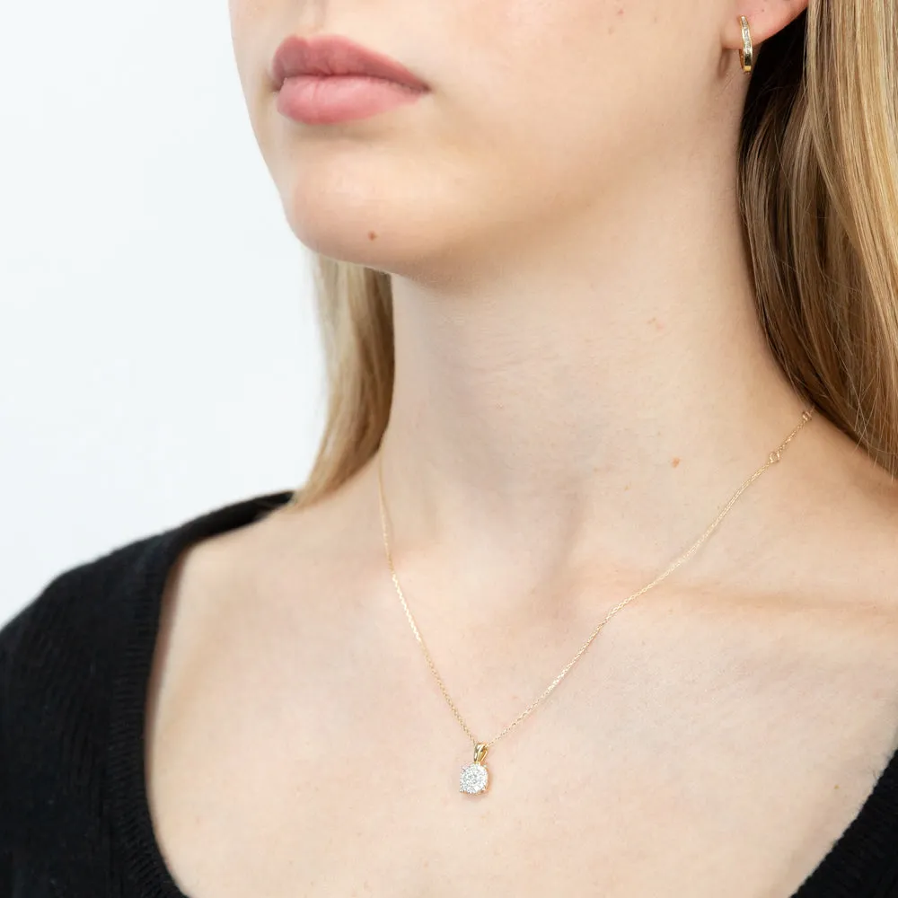 Luminesce Lab Grown Diamond 1/4 Carat Cluster Pendant in 9ct Yellow Gold With Chain Shiels
