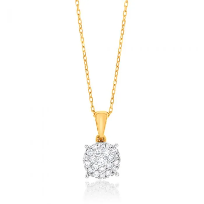Luminesce Lab Grown Diamond 1/4 Carat Cluster Pendant in 9ct Yellow Gold With Chain Shiels
