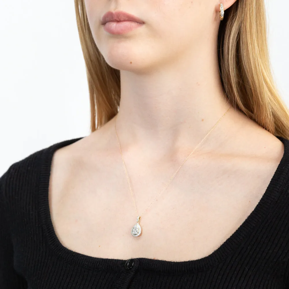 Luminesce Lab Grown Diamond 1/5 Carat Pear Pendant on 45cm Chain in 9ct Yellow Gold Shiels