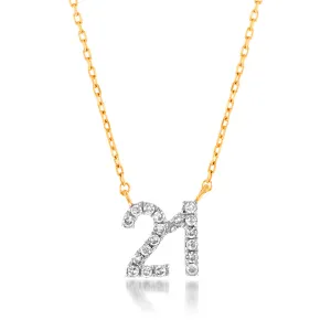 Luminesce Lab Grown Diamond 21 Pendant in 9ct Yellow Gold on Adjustable 45cm Chain Shiels