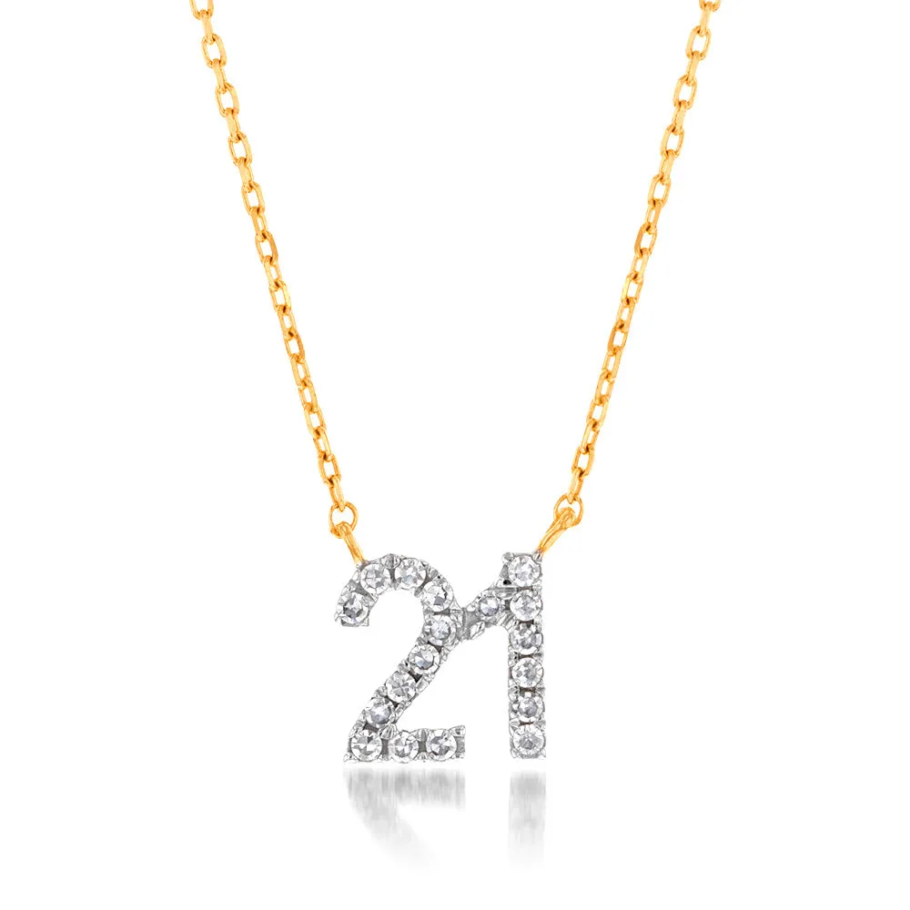 Luminesce Lab Grown Diamond 21 Pendant in 9ct Yellow Gold on Adjustable 45cm Chain Shiels