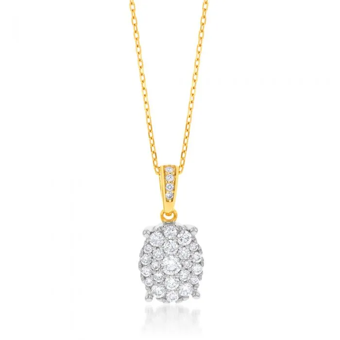 Luminesce Lab Grown Diamond .45 Carat Cluster Pendant in 9ct Yellow Gold With Chain Shiels