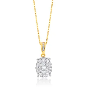 Luminesce Lab Grown Diamond .45 Carat Cluster Pendant in 9ct Yellow Gold With Chain Shiels