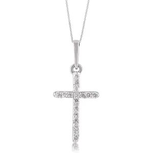Luminesce Lab Grown Diamond Cross Silver Pendant on 45cm Chain Shiels
