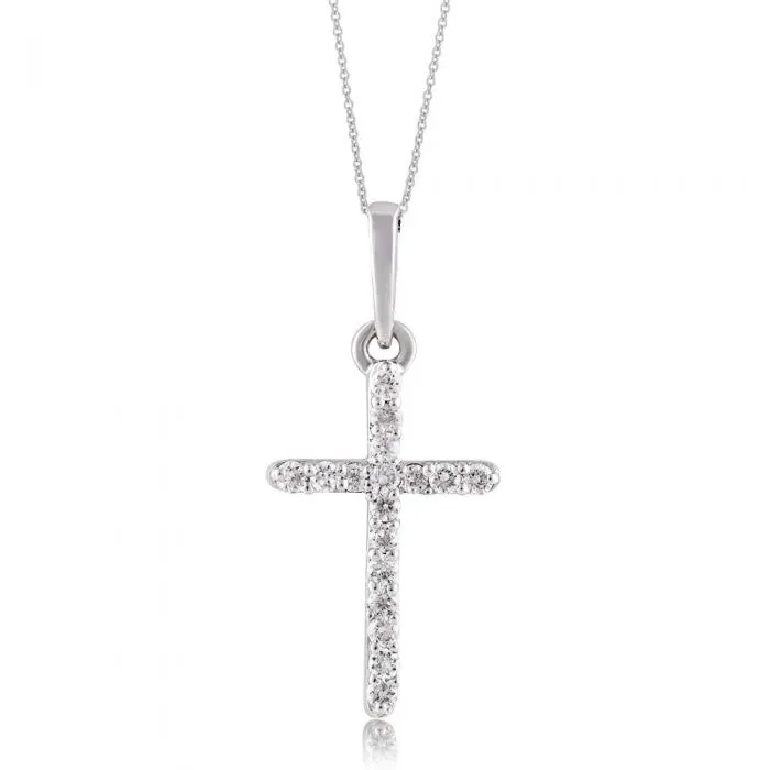 Luminesce Lab Grown Diamond Cross Silver Pendant on 45cm Chain Shiels