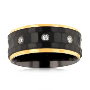 Luminesce Lab Grown Gold Plated & Black Zirconium in 3 Diamonds Around the Ring Shiels