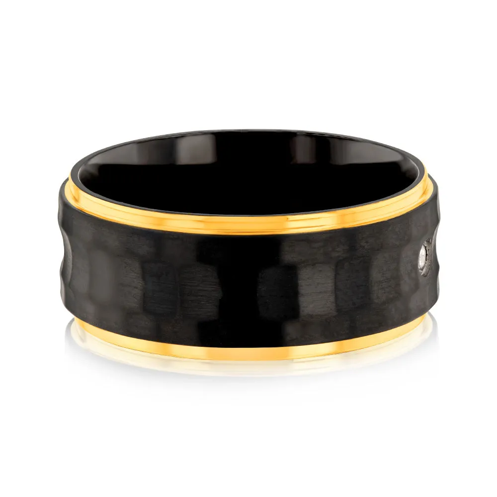 Luminesce Lab Grown Gold Plated & Black Zirconium in 3 Diamonds Around the Ring Shiels