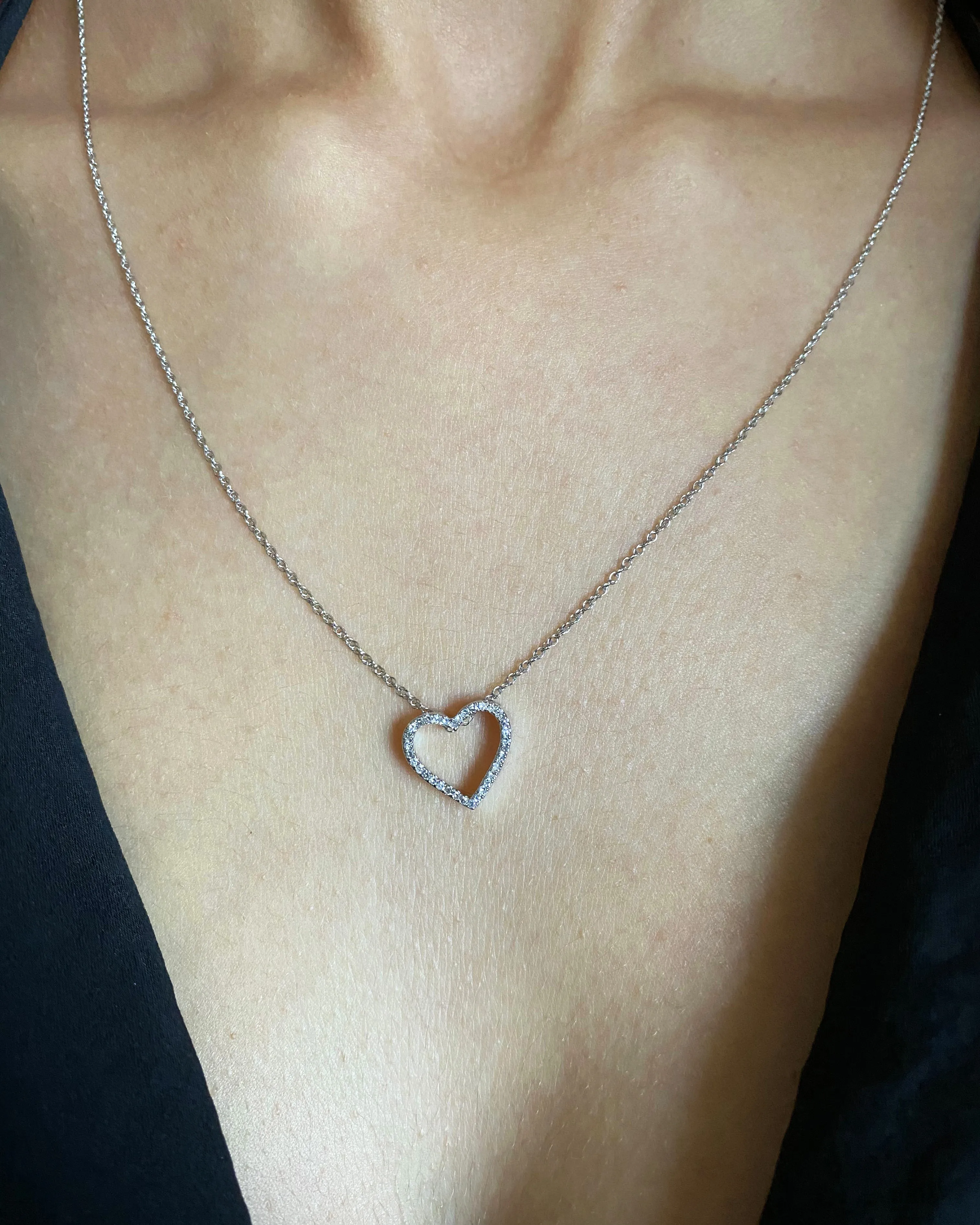 Luminesce Lab Grown Sterling Silver 0.10 Carat Diamond Heart Pendant with 34 Diamonds Shiels