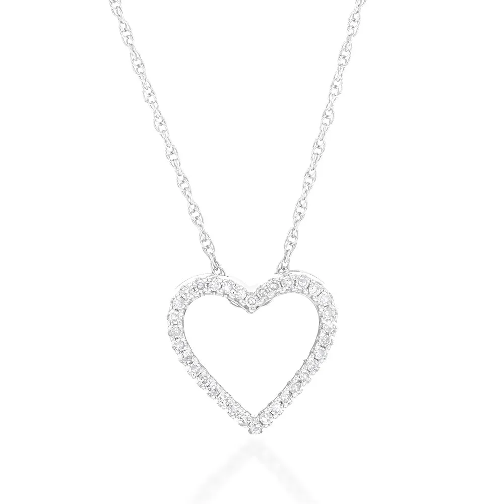 Luminesce Lab Grown Sterling Silver 0.10 Carat Diamond Heart Pendant with 34 Diamonds Shiels