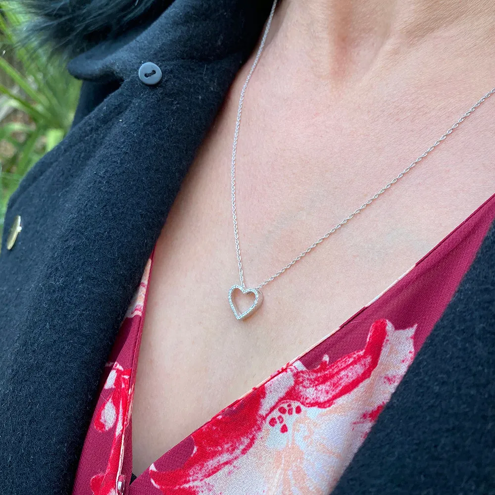 Luminesce Lab Grown Sterling Silver 0.10 Carat Diamond Heart Pendant with 34 Diamonds Shiels