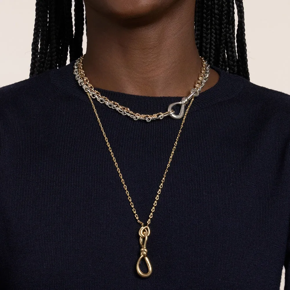 Marla Aaron 18K Gold Small True Lovers Knot Chain Necklace Croghans