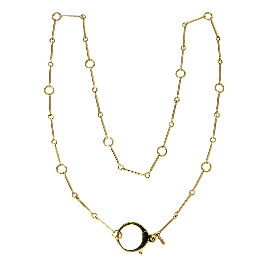 Mazza 14K Yellow Gold Charm Holder Clasp Bar Chain Necklace Croghans