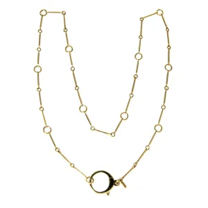 Mazza 14K Yellow Gold Charm Holder Clasp Bar Chain Necklace Croghans