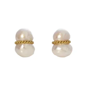 Mazza Peanut Pearl 14K Yellow Gold Earrings Croghans