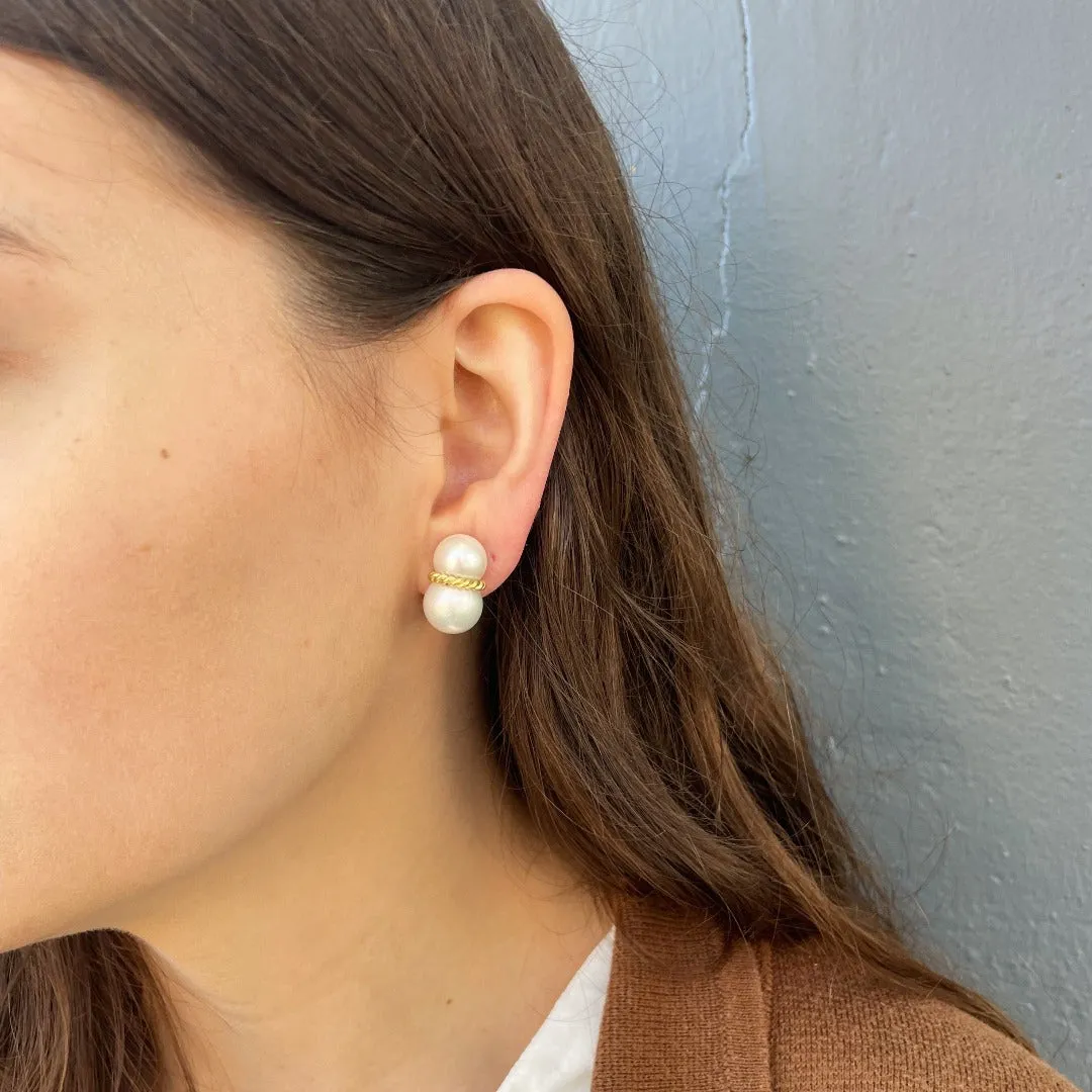Mazza Peanut Pearl 14K Yellow Gold Earrings Croghans