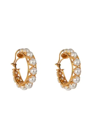 Medium Pearl Hoop Earrings