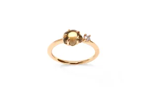 Mid Cloud 18K Rosegold Ring w. Smokey Quartz & Diamond