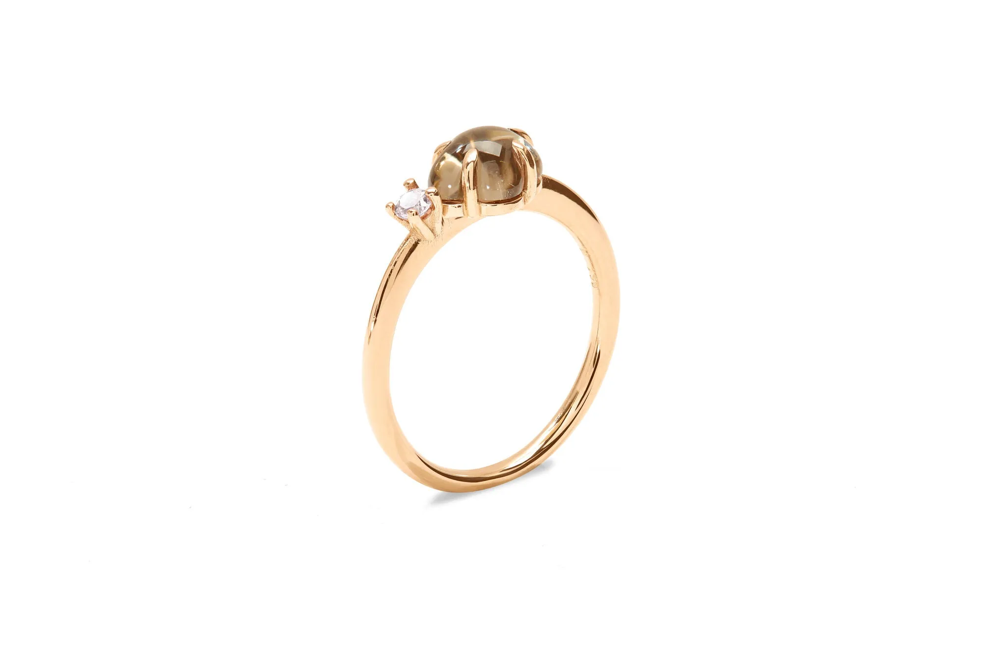 Mid Cloud 18K Rosegold Ring w. Smokey Quartz & Diamond