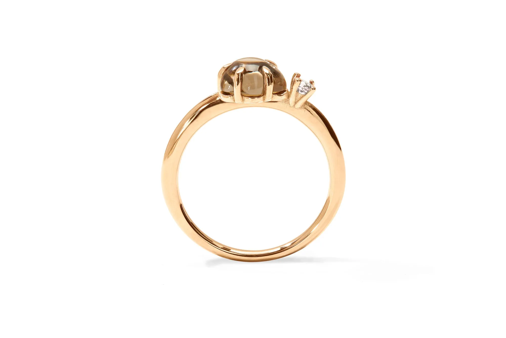 Mid Cloud 18K Rosegold Ring w. Smokey Quartz & Diamond