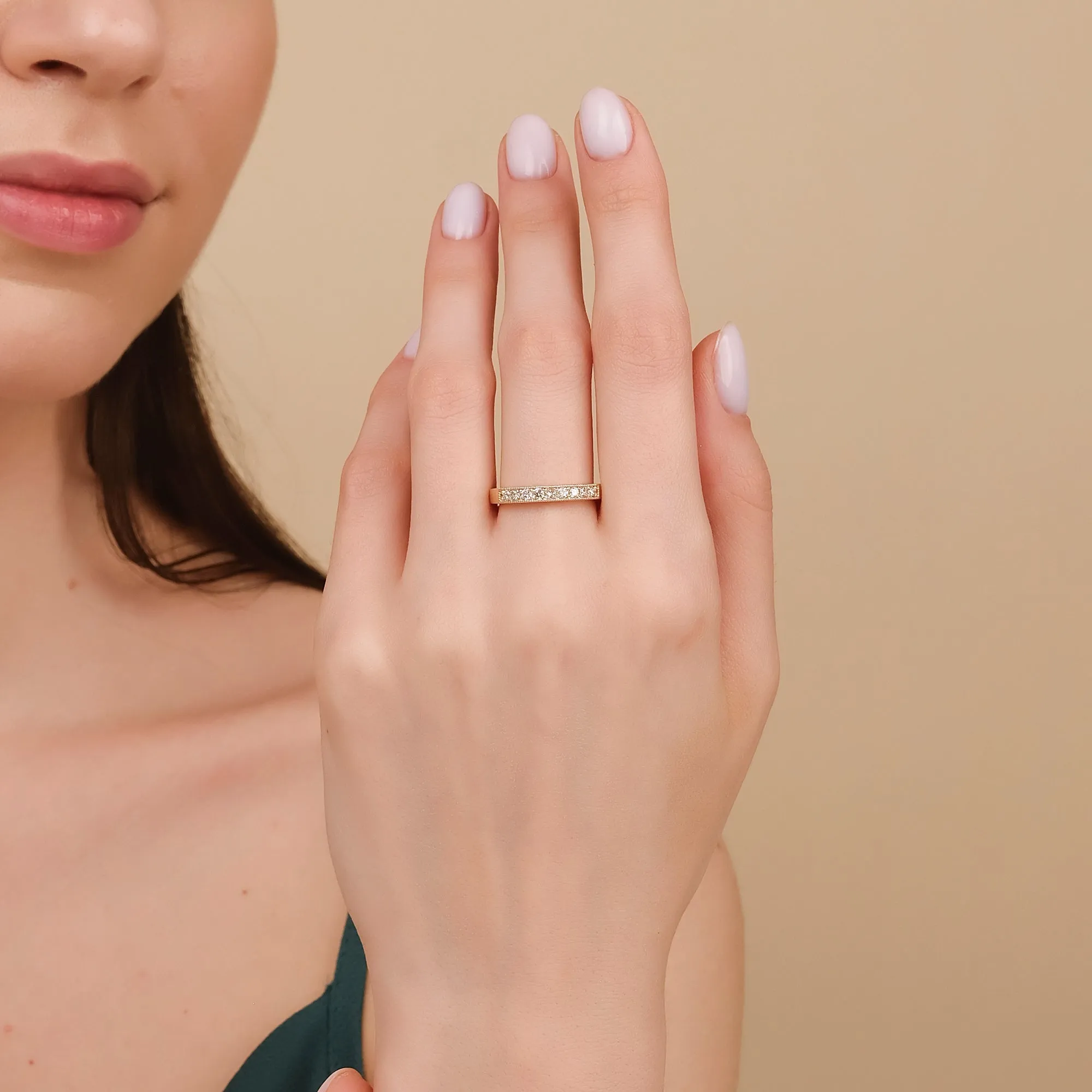 Milgrain Edge Diamond Wedding Band, Betty SARAHELISE