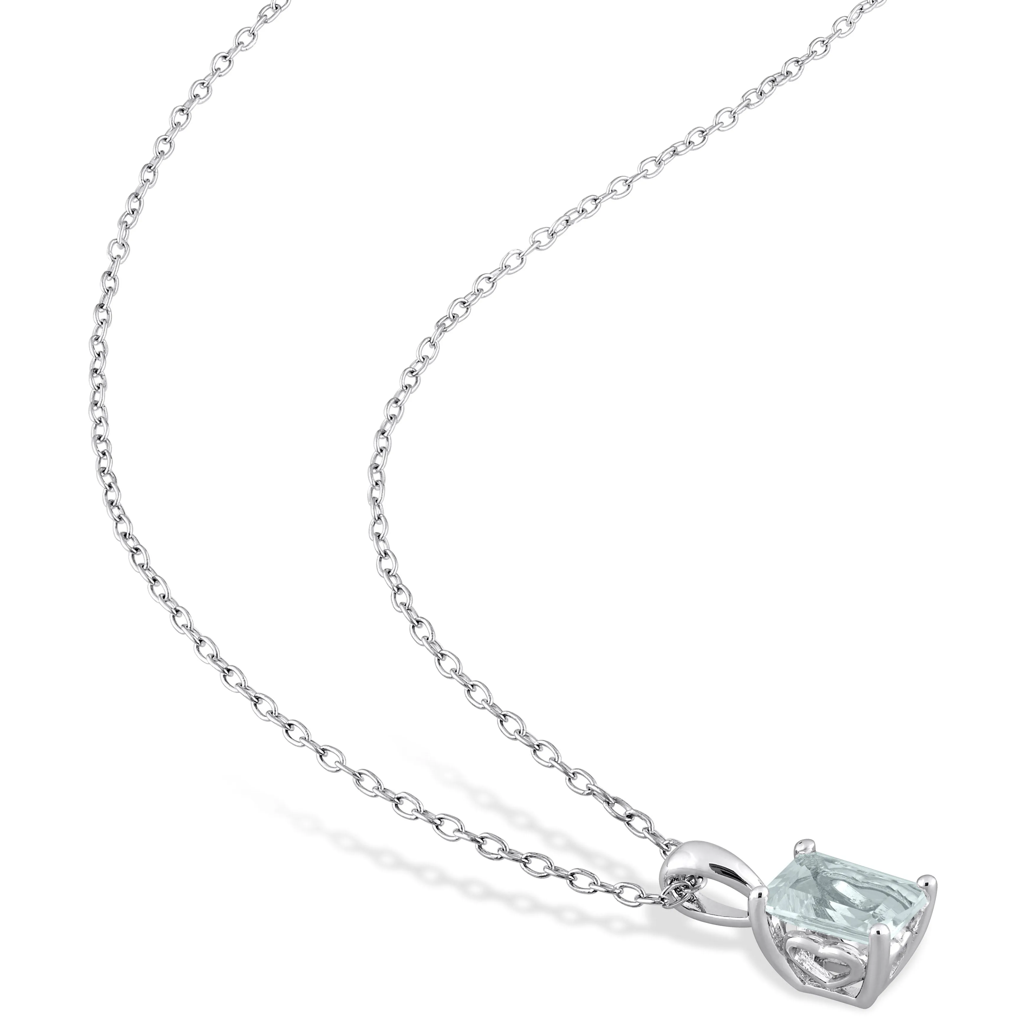 Mimi & Max 2-7/8ct TGW Emerald-Cut and Octagon Aquamarine 2-Piece Set of Pendant with Chain and Earrings in Sterling Silver