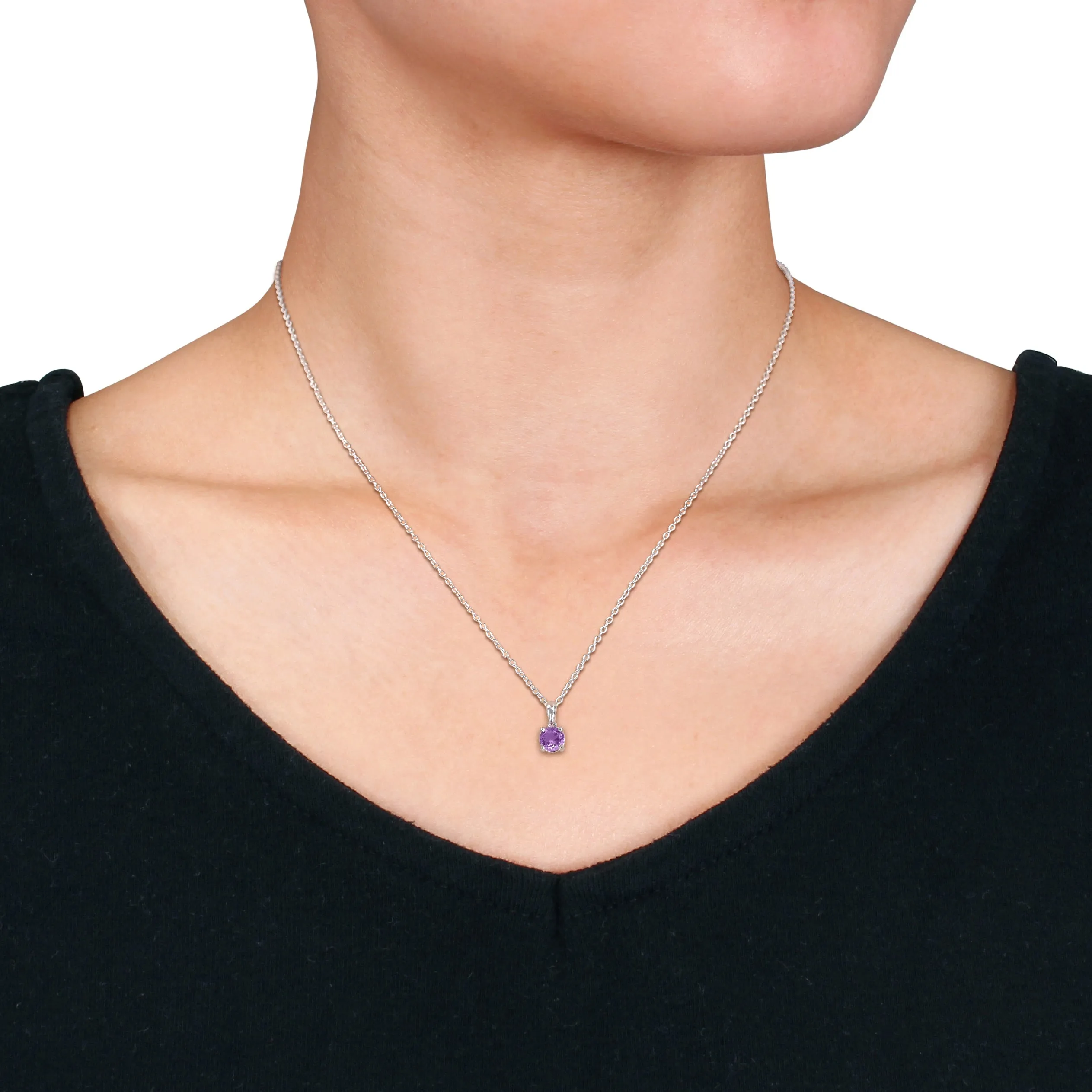 Mimi & Max 2 CT TGW Amethyst 2-Piece Set of Pendant with Chain and Earrings in Sterling Silver
