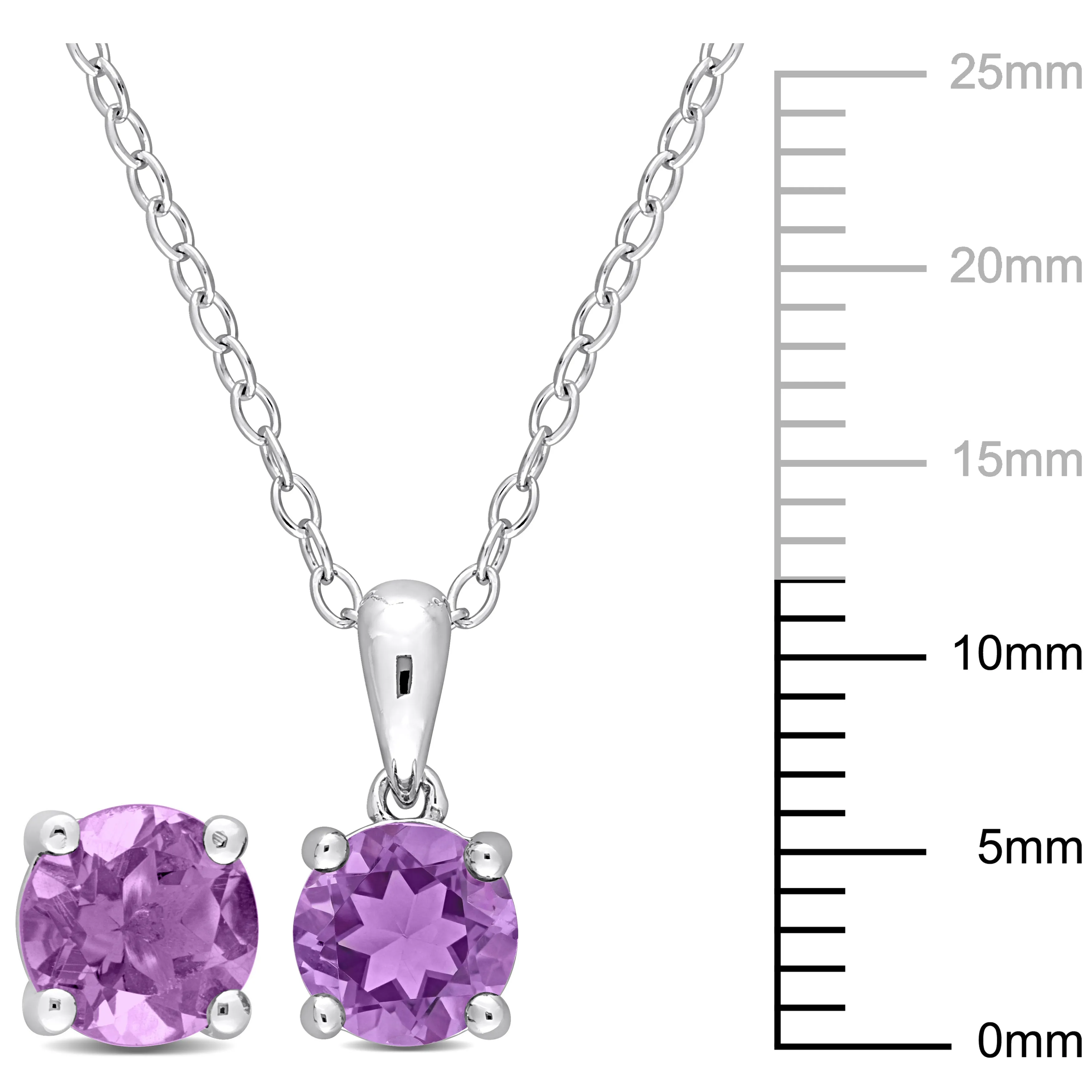 Mimi & Max 2 CT TGW Amethyst 2-Piece Set of Pendant with Chain and Earrings in Sterling Silver