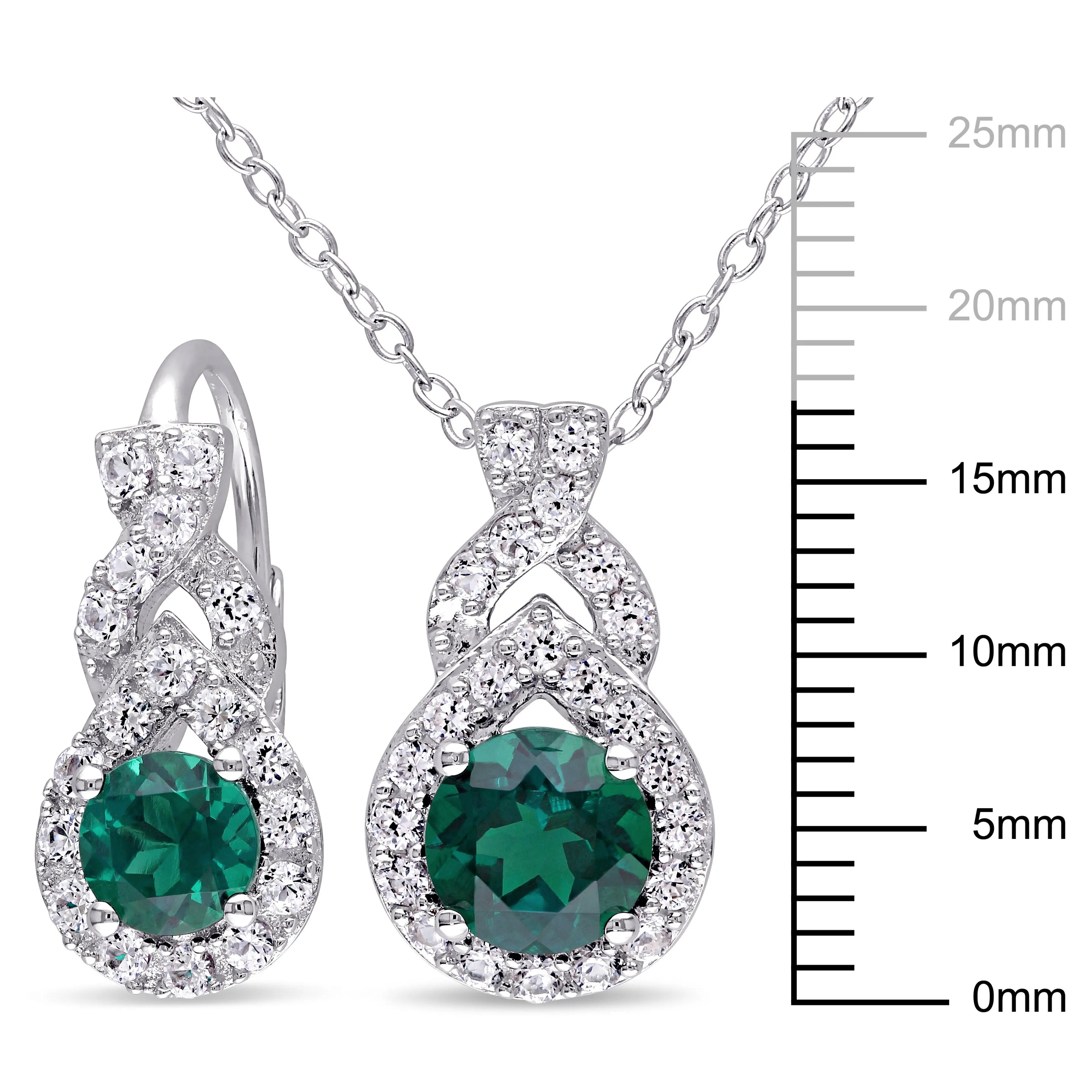 Mimi & Max 3 1/5ct TGW Created White Sapphire Created Emerald Jewelry Set Sterling Silver