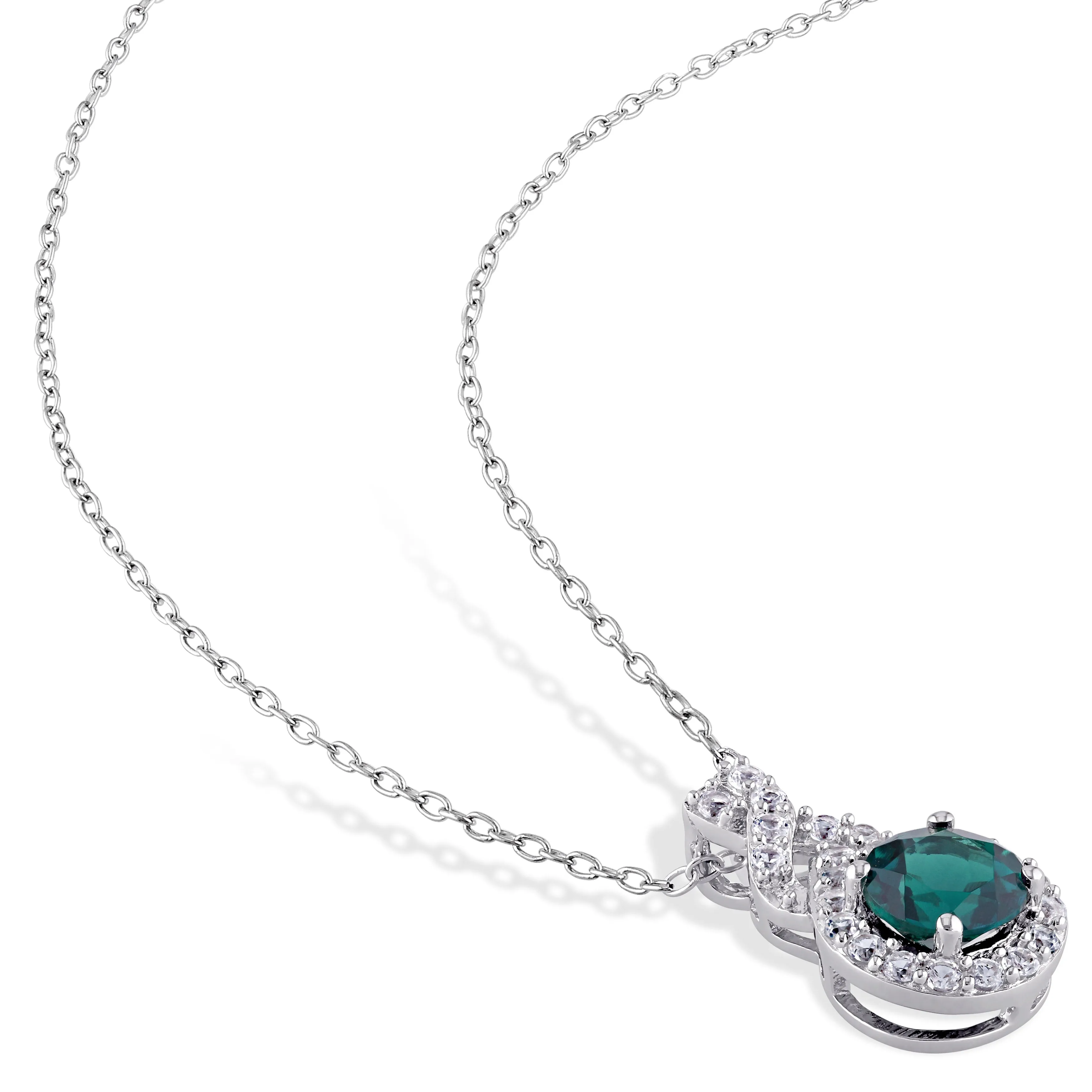 Mimi & Max 3 1/5ct TGW Created White Sapphire Created Emerald Jewelry Set Sterling Silver