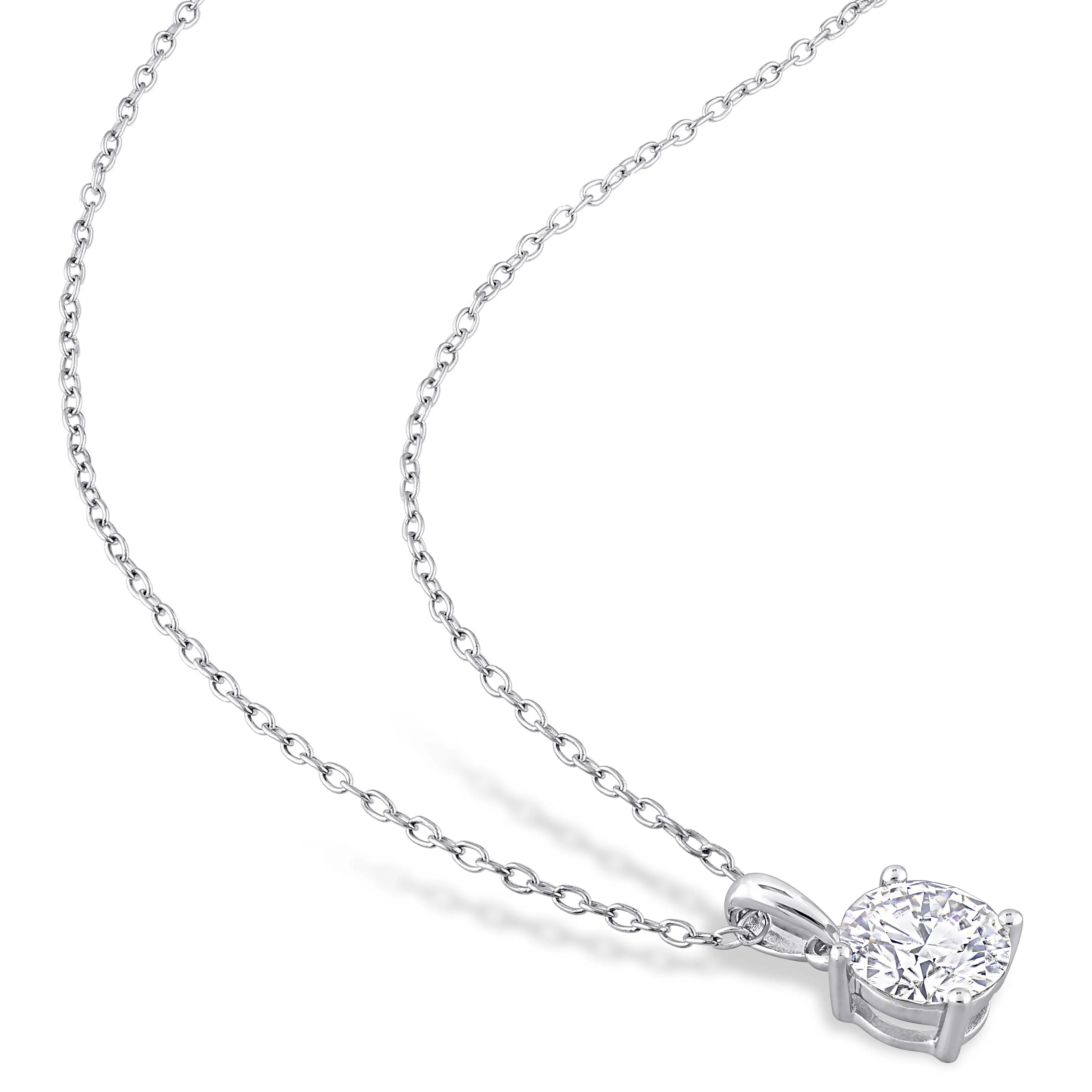 Mimi & Max 3ct DEW Created Moissanite Solitaire Necklace Stud Earrings Set Sterling Silver