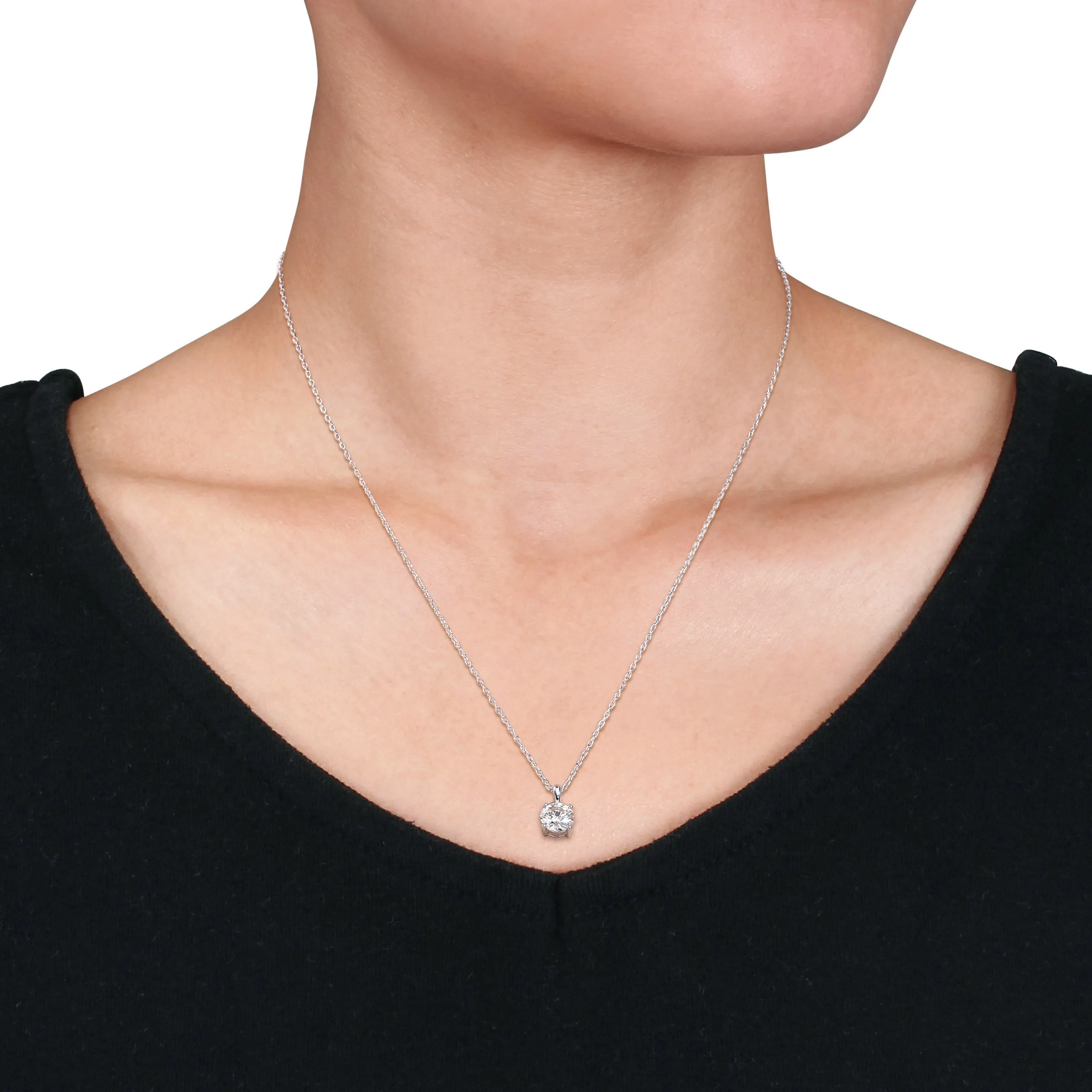 Mimi & Max 3ct DEW Created Moissanite Solitaire Necklace Stud Earrings Set Sterling Silver