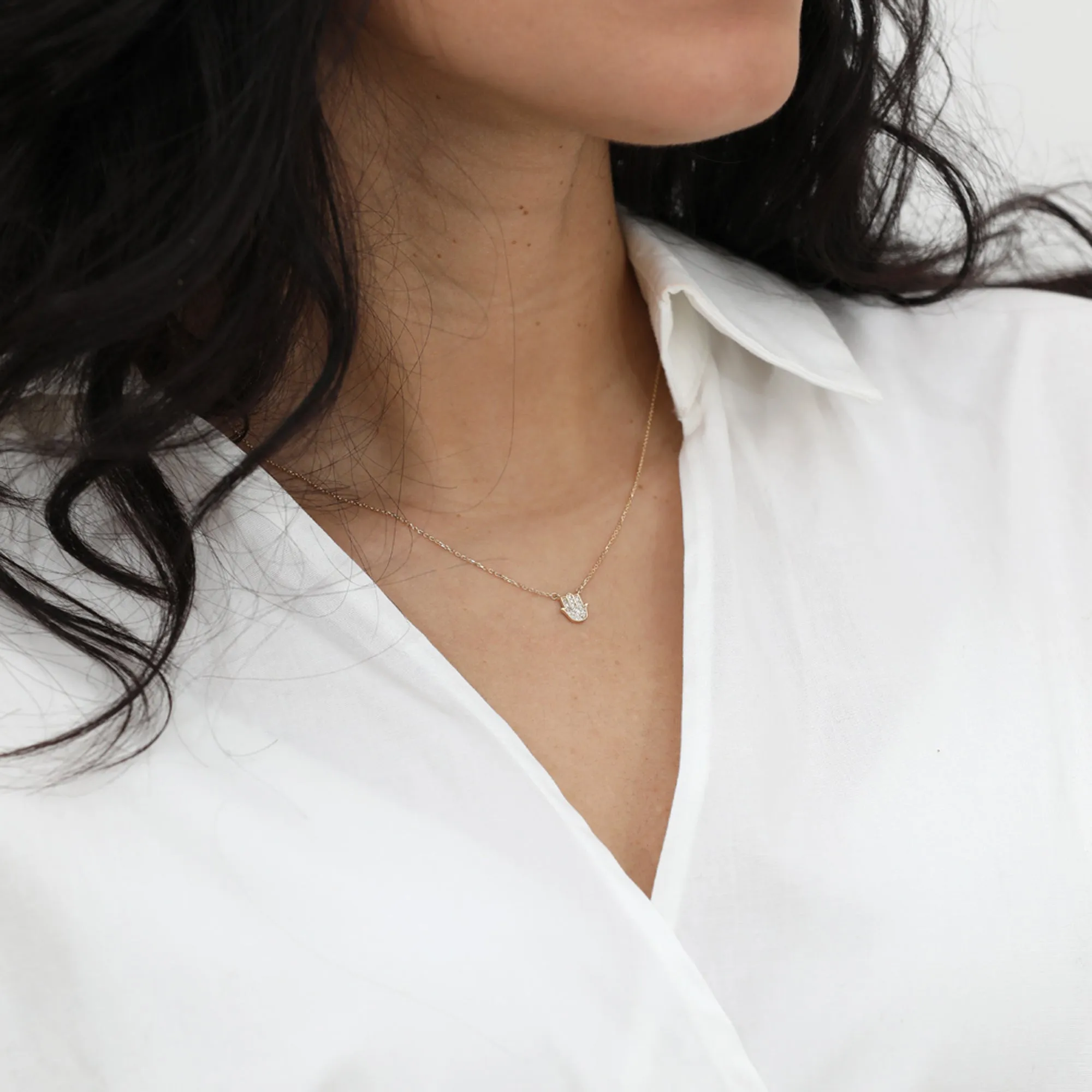 Minimalistic Diamond Hamsa Necklace, Heidi SARAHELISE