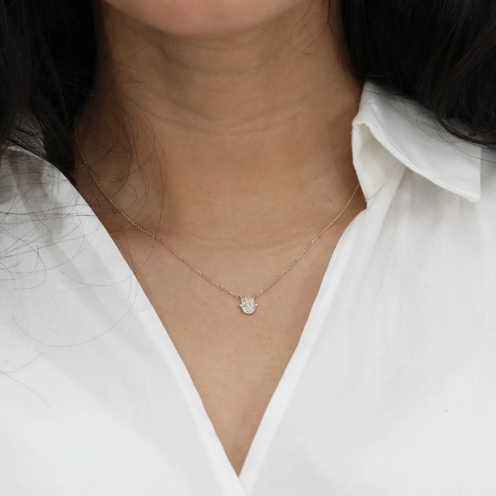 Minimalistic Diamond Hamsa Necklace, Heidi SARAHELISE