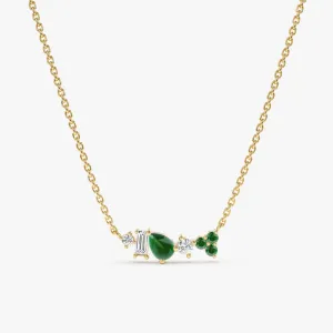 Mixed Diamond Emerald Necklace, Doux SARAHELISE