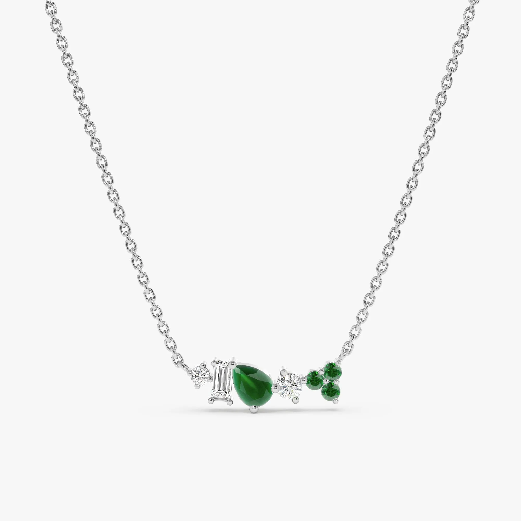 Mixed Diamond Emerald Necklace, Doux SARAHELISE