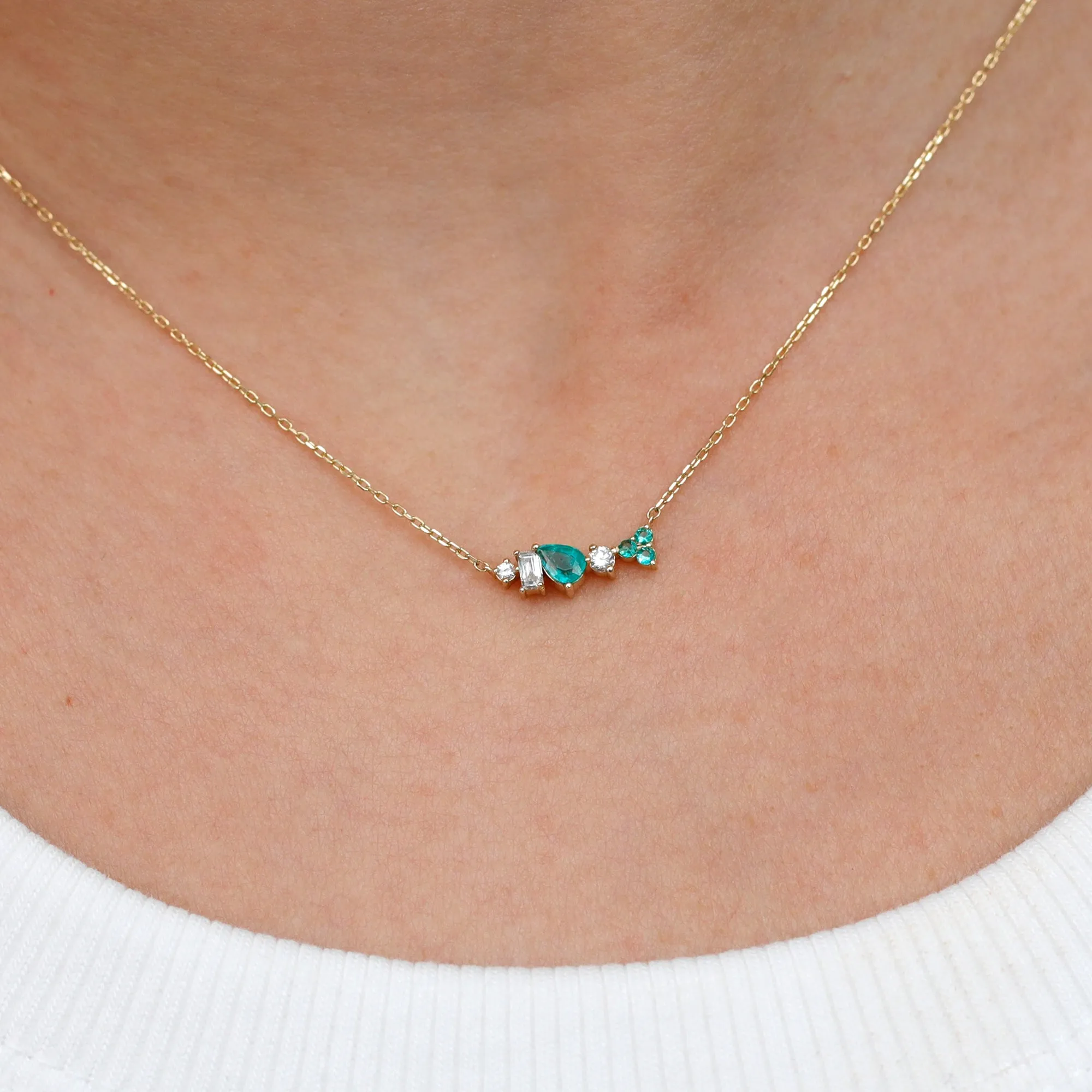 Mixed Diamond Emerald Necklace, Doux SARAHELISE
