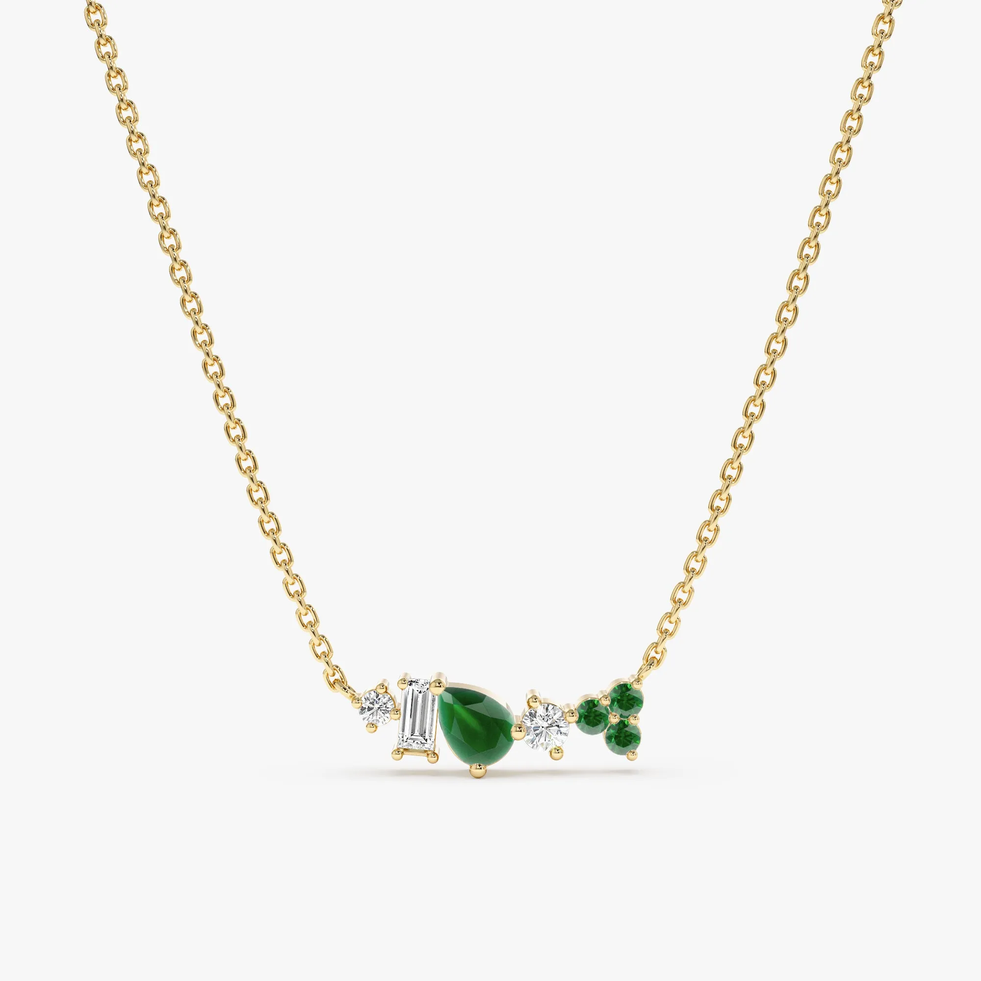 Mixed Diamond Emerald Necklace, Doux SARAHELISE