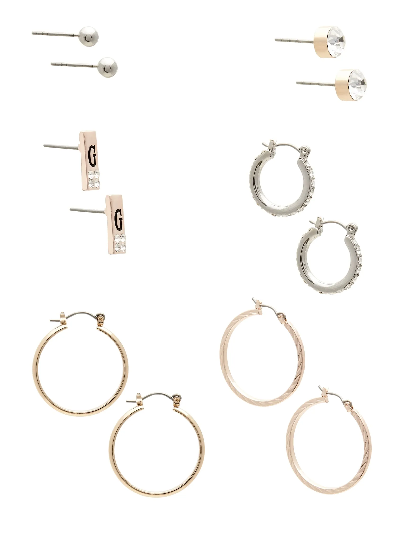 Mixed-Metal Hoop and Stud Earrings Set