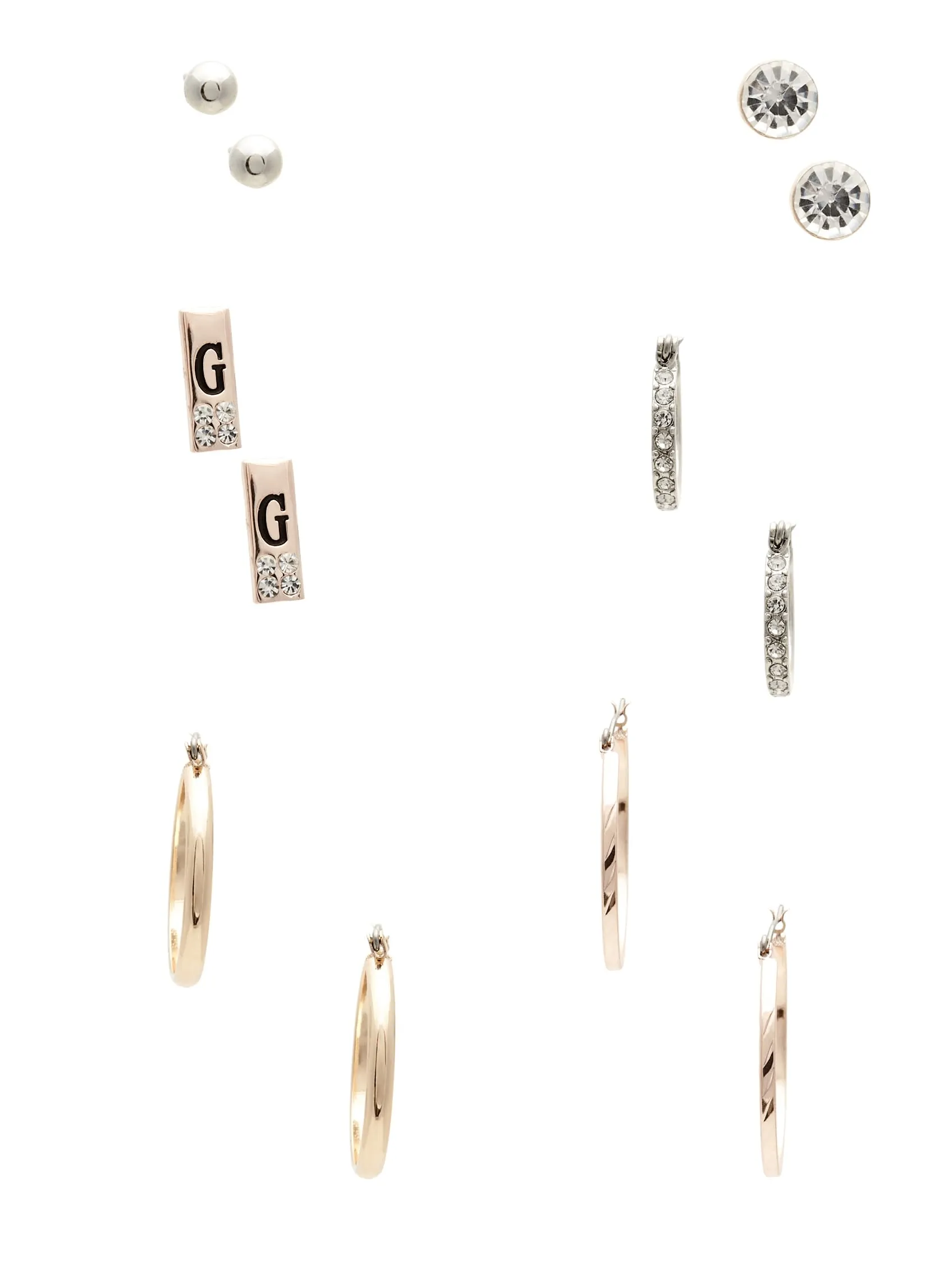 Mixed-Metal Hoop and Stud Earrings Set
