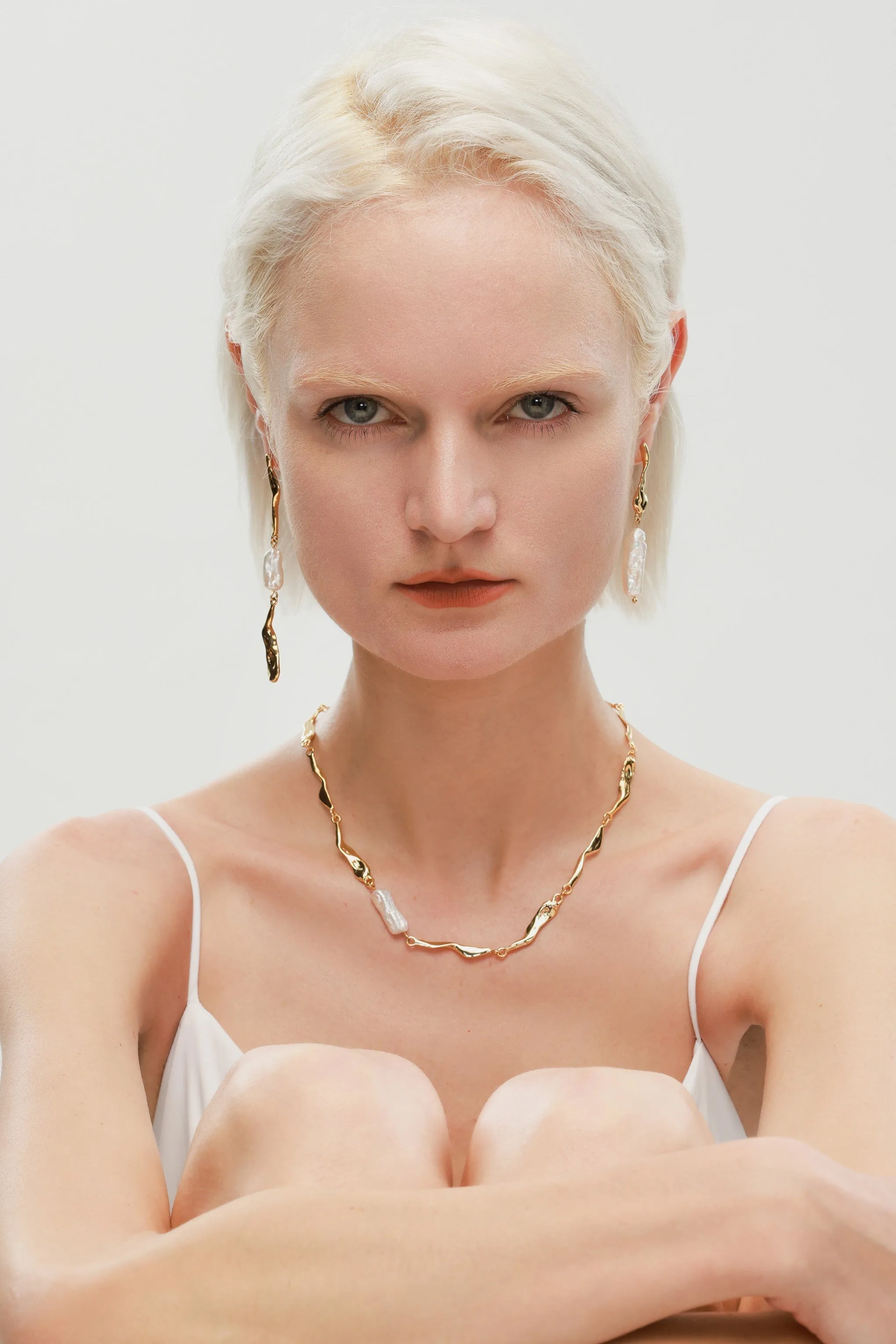 Molten Baroque Pearl Necklace and Earrings Set