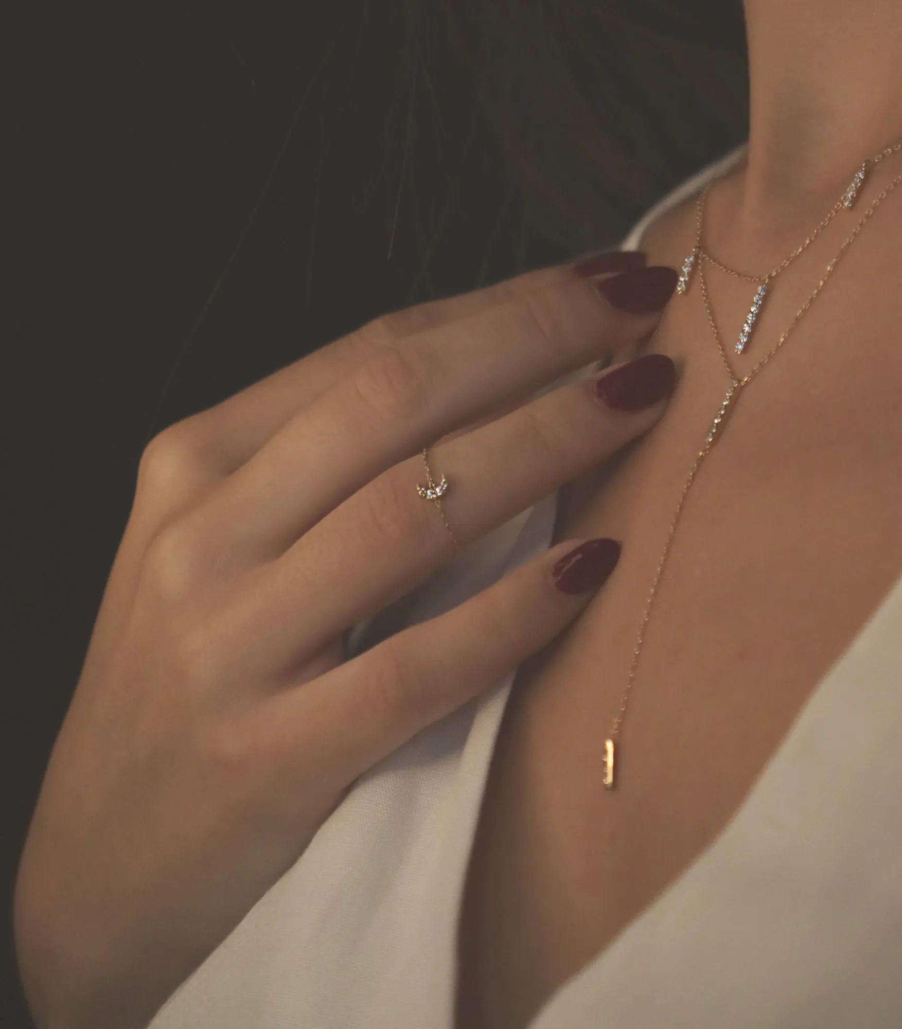 Moon Chain 18K Gold Ring w. Diamonds
