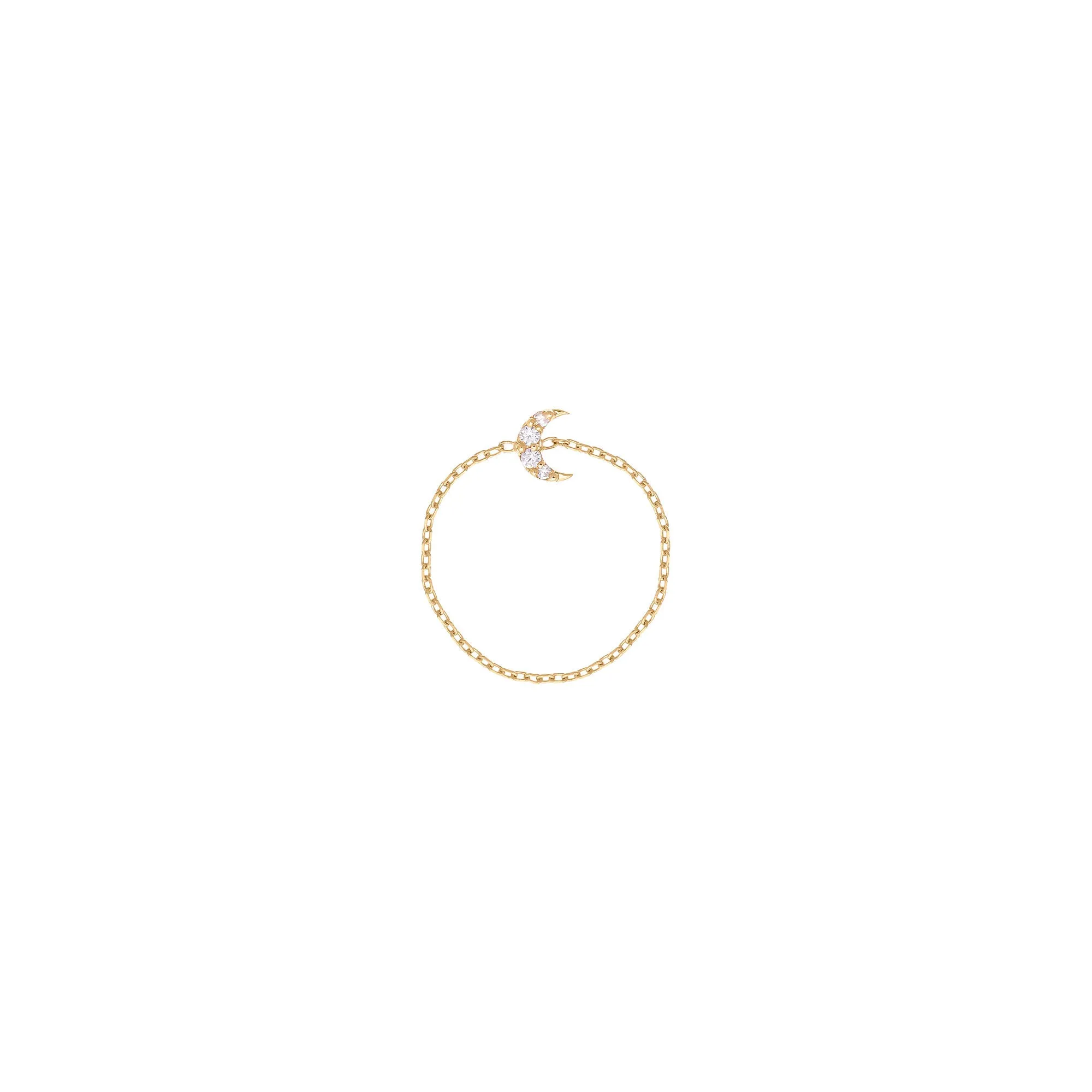 Moon Chain 18K Gold Ring w. Diamonds