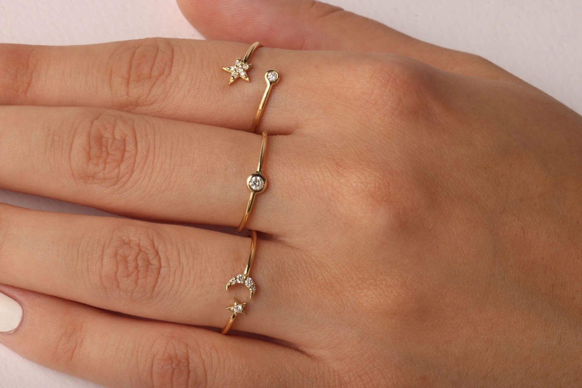 Moonlight, you're my starlight 18K White Gold Ring w. Diamonds