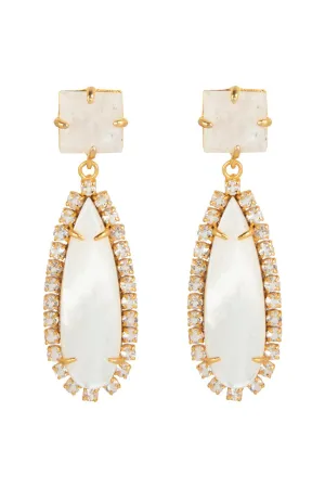 Moonstone Pearl Drop Earrings