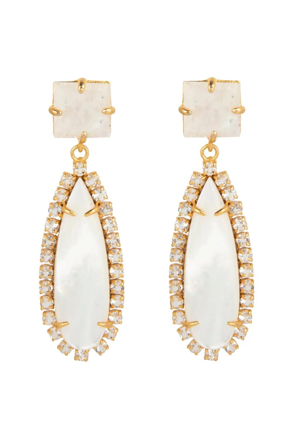Moonstone Pearl Drop Earrings