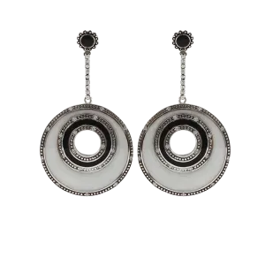 Mother of Pearl Black Resin Circle Earrings