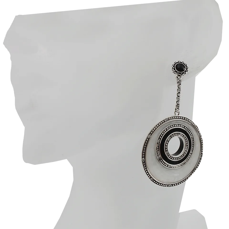 Mother of Pearl Black Resin Circle Earrings