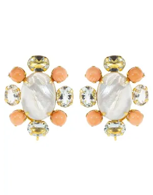 Mother Of Pearl Cluster Earrings