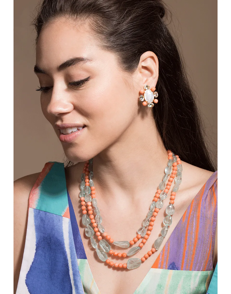 Mother Of Pearl Cluster Earrings